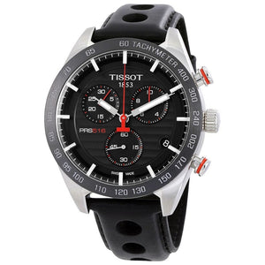 Tissot PRS 516 Chronograph Black Dial Black Leather Strap Watch For Men - T100.417.16.051.00