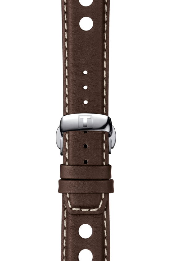 Tissot PRS 516 Chronograph Blue Dial Brown Leather Strap Watch For Men - T100.417.16.041.00