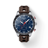 Tissot PRS 516 Chronograph Blue Dial Brown Leather Strap Watch For Men - T100.417.16.041.00