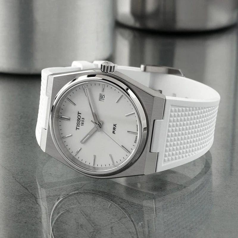 Tissot PRX 40 White Dial White Rubber Strap Watch For Men -  T137.410.17.011.00