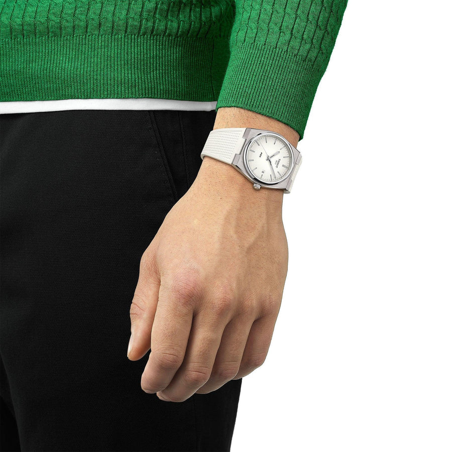 Tissot PRX 40 White Dial White Rubber Strap Watch For Men - T137.410.17.011.00
