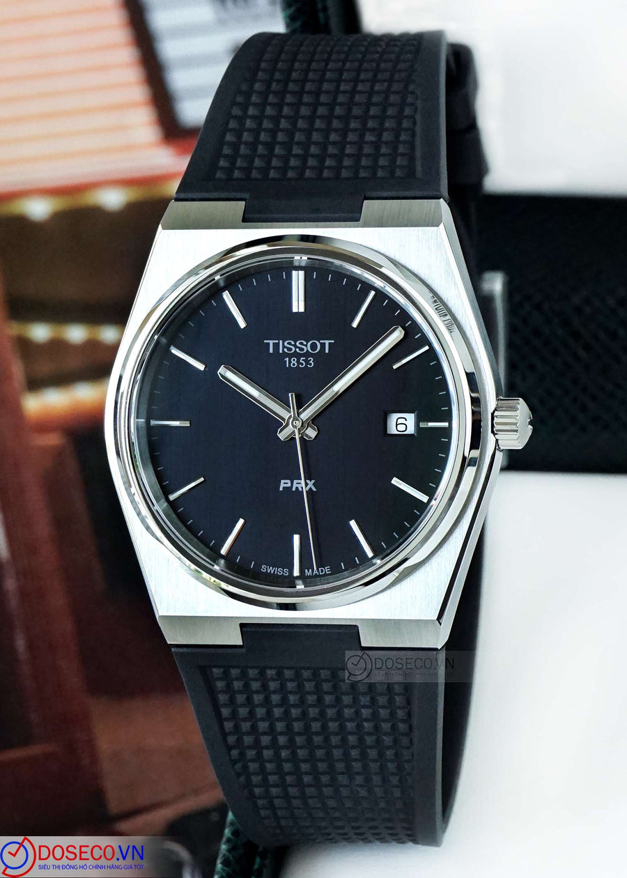 Tissot PRX Black Dial Black Rubber Strap Watch For Men - T137.410.17.051.00