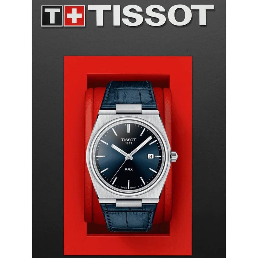 Tissot PRX Blue Dial Blue Leather Strap Watch for Men - T137.410.16.041.00