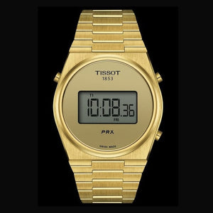 Tissot PRX Digital Quartz Gold Dial Gold Steel Strap Watch for Men - T137.463.33.020.00