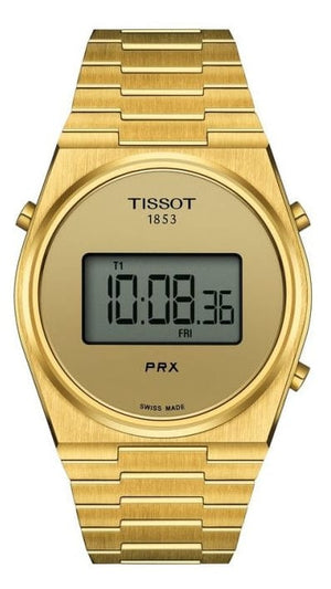 Tissot PRX Digital Quartz Gold Dial Gold Steel Strap Watch for Men - T137.463.33.020.00