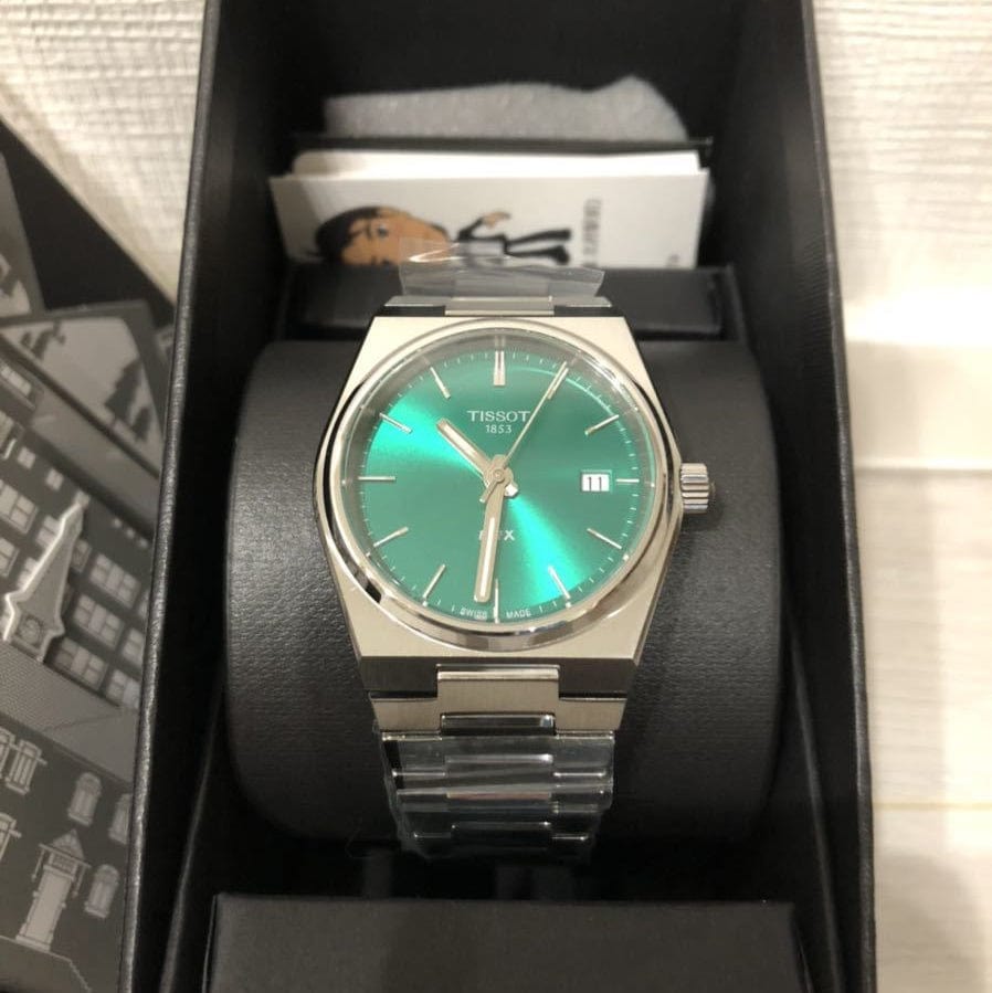 Tissot PRX Green Dial Silver Steel Strap Watch for Women - T137.210.11.081.00