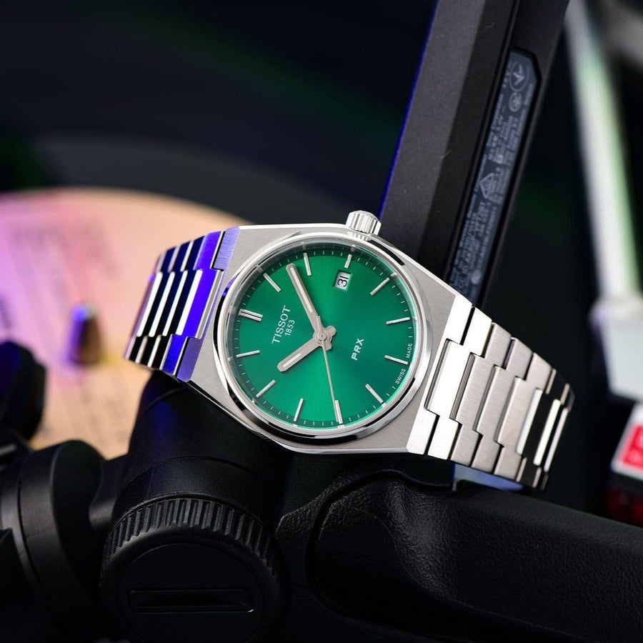 Tissot PRX Green Dial Silver Steel Strap Watch for Women - T137.210.11.081.00