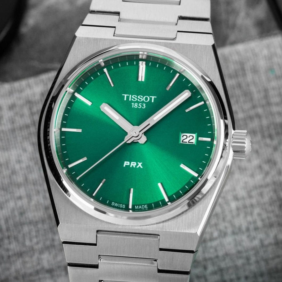 Tissot PRX Green Dial Silver Steel Strap Watch for Women - T137.210.11.081.00