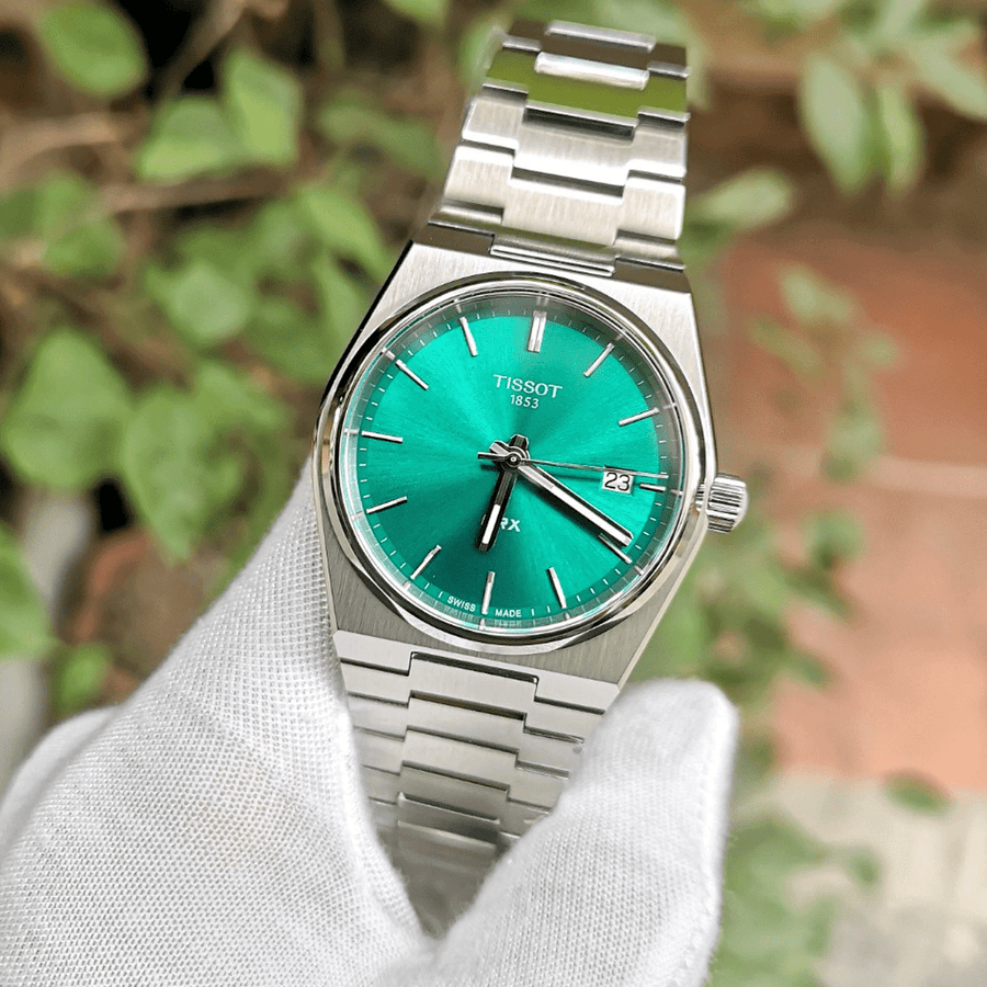 Tissot PRX Green Dial Silver Steel Strap Watch for Women - T137.210.11.081.00