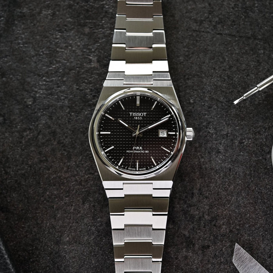 Tissot PRX Powermatic 80 Black Dial Silver Steel Strap Watch For Men - T137.407.11.051.00