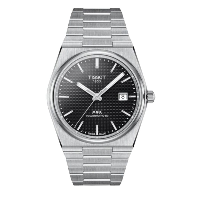 Tissot PRX Powermatic 80 Black Dial Silver Steel Strap Watch For Men - T137.407.11.051.00