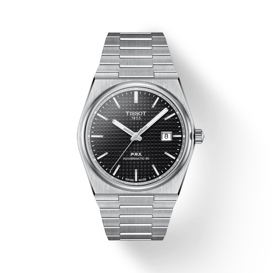 Tissot PRX Powermatic 80 Black Dial Silver Steel Strap Watch For Men - T137.407.11.051.00