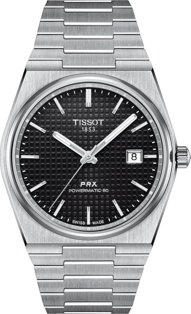 Tissot PRX Powermatic 80 Black Dial Silver Steel Strap Watch For Men - T137.407.11.051.00