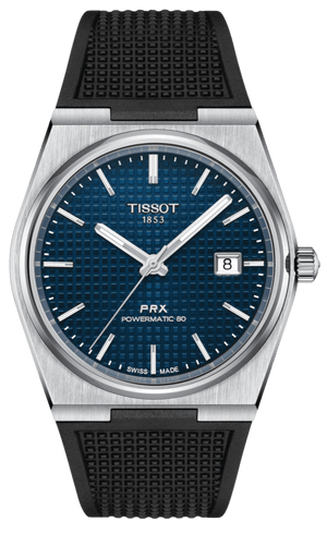 Tissot PRX Powermatic 80 Blue Dial Black Rubber Strap Watch for Men - T137.407.17.041.00