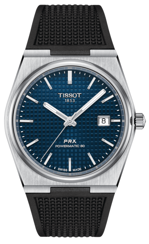 Tissot PRX Powermatic 80 Blue Dial Black Rubber Strap Watch for Men - T137.407.17.041.00