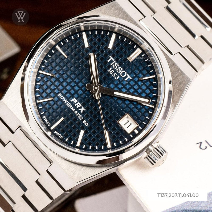 Tissot PRX Powermatic 80 Blue Dial Silver Steel Strap Watch for Men - T137.207.11.041.00