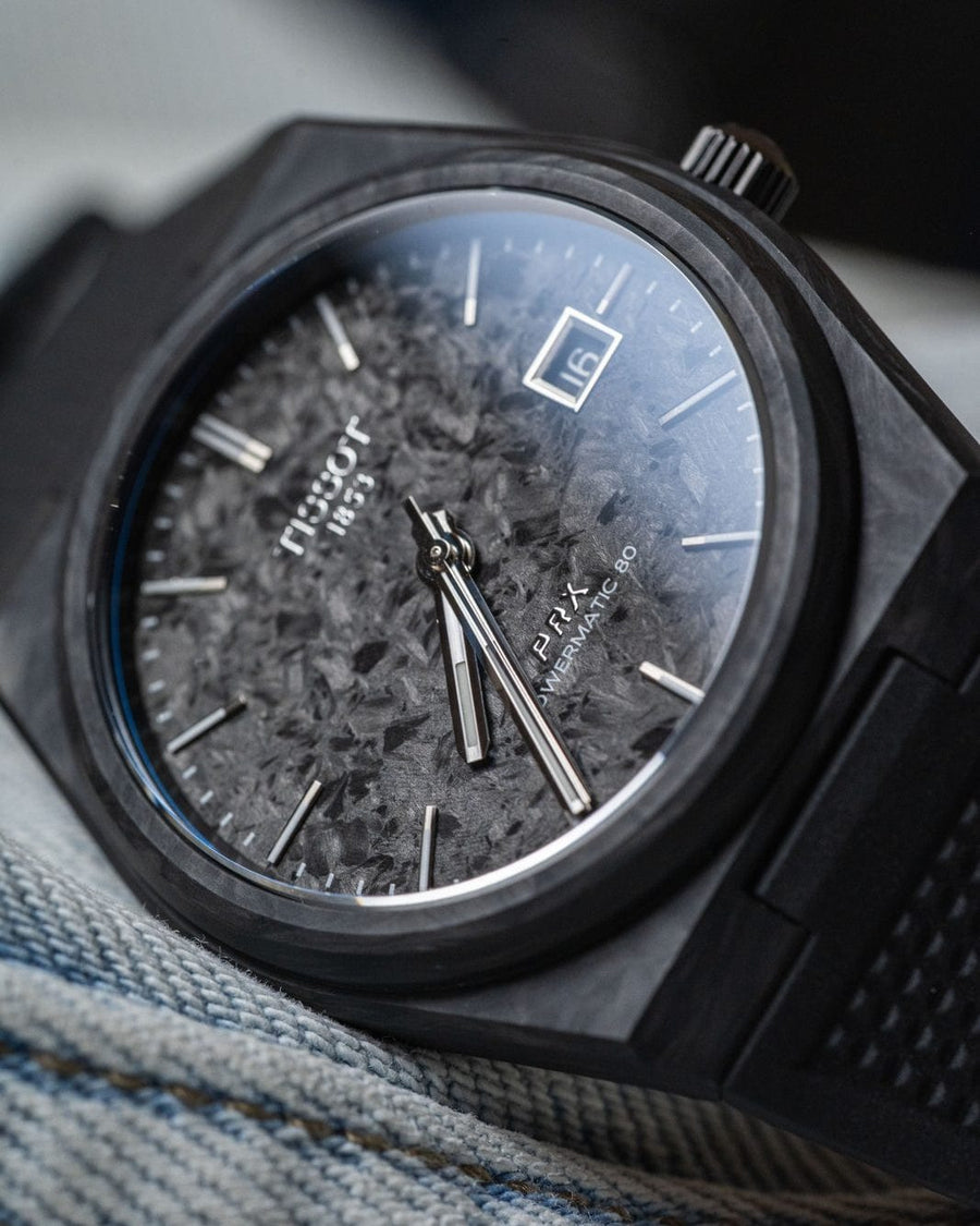 Tissot PRX Powermatic 80 Carbon Black Dial Black Rubber Strap Watch for Men - T137.907.97.201.00