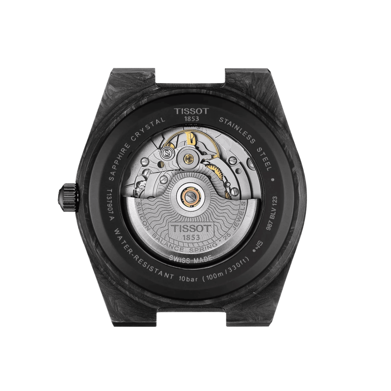 Tissot PRX Powermatic 80 Carbon Black Dial Black Rubber Strap Watch for Men - T137.907.97.201.00