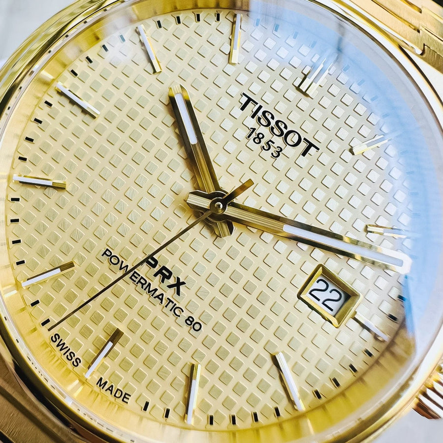 Tissot PRX Powermatic 80 Gold Dial Gold Steel Strap Watch for Men - T137.407.33.021.00