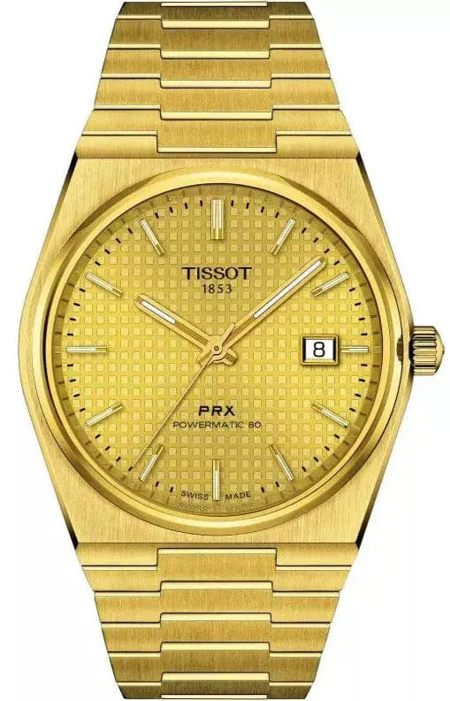 Tissot PRX Powermatic 80 Gold Dial Gold Steel Strap Watch for Men - T137.407.33.021.00
