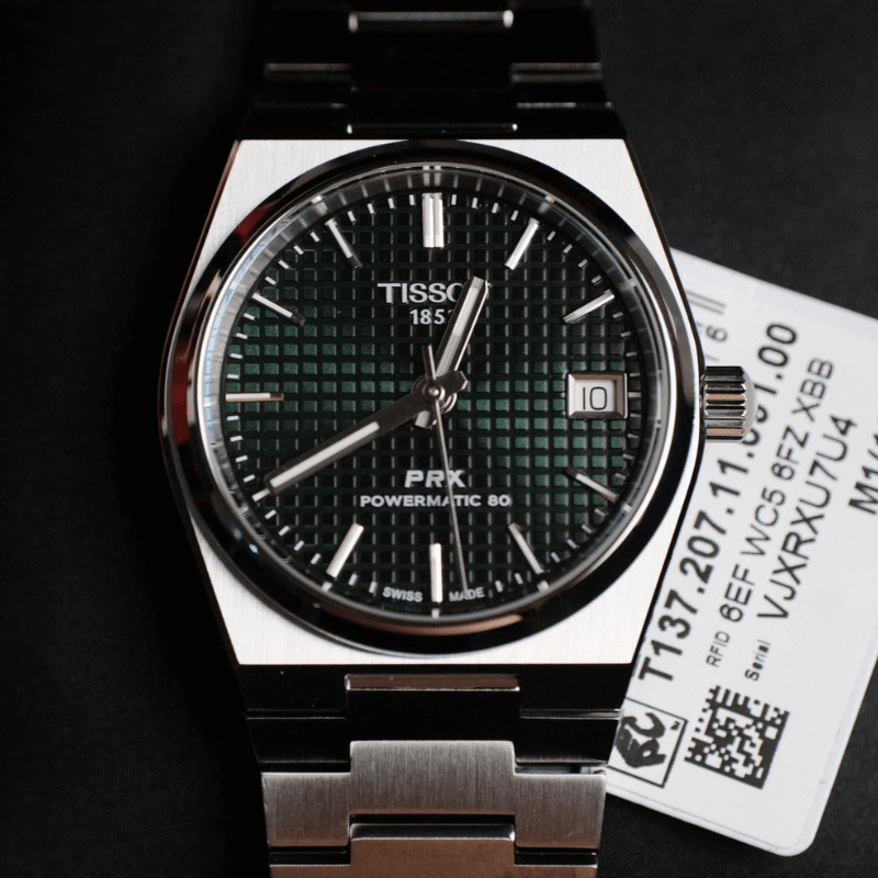 Tissot PRX Powermatic 80 Green Dial Silver Steel Strap Watch for Men - T137.207.11.091.00