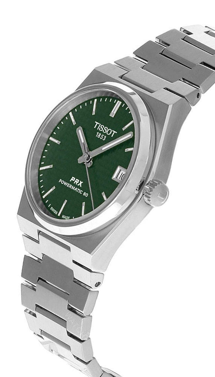 Tissot PRX Powermatic 80 Green Dial Silver Steel Strap Watch for Men - T137.207.11.091.00