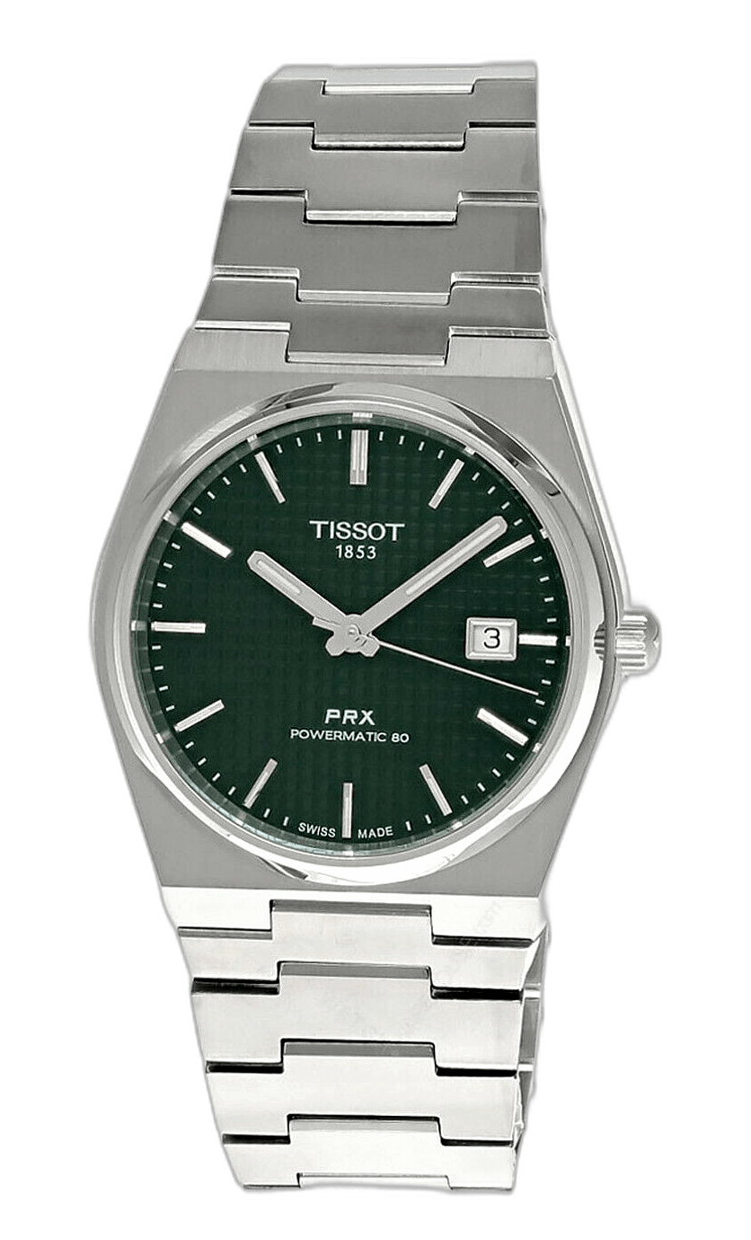 Tissot PRX Powermatic 80 Green Dial Silver Steel Strap Watch for Men - T137.207.11.091.00