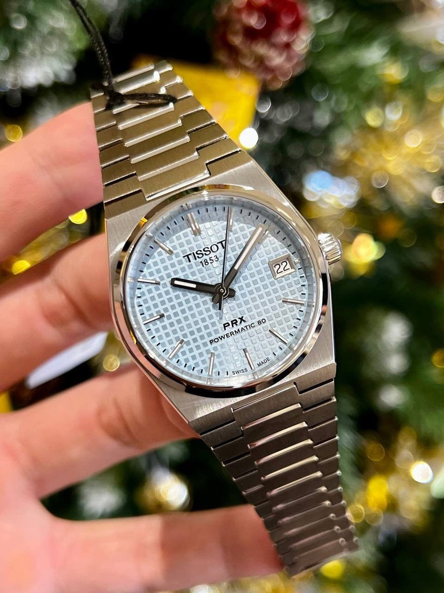 Tissot PRX Powermatic 80 Ice Blue Dial Silver Steel Strap Watch for Men - T137.207.11.351.00