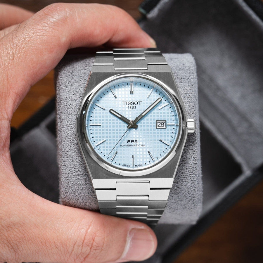 Tissot PRX Powermatic 80 Ice Blue Dial Silver Steel Strap Watch for Men - T137.207.11.351.00