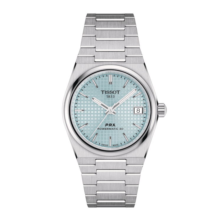 Tissot PRX Powermatic 80 Ice Blue Dial Silver Steel Strap Watch for Men - T137.207.11.351.00