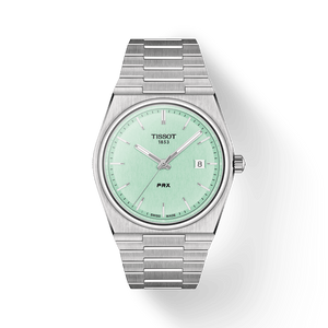 Tissot PRX Quartz Light Green Dial Silver Steel Strap Watch for Men - T137.410.11.091.01