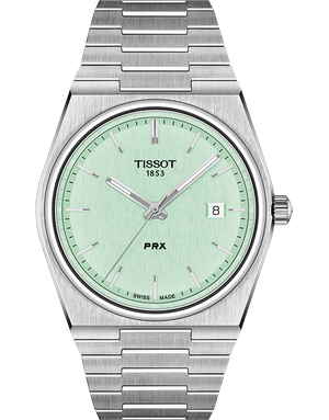 Tissot PRX Quartz Light Green Dial Silver Steel Strap Watch for Men - T137.410.11.091.01