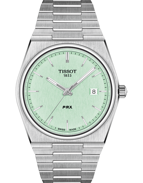 Tissot PRX Quartz Light Green Dial Silver Steel Strap Watch for Men - T137.410.11.091.01