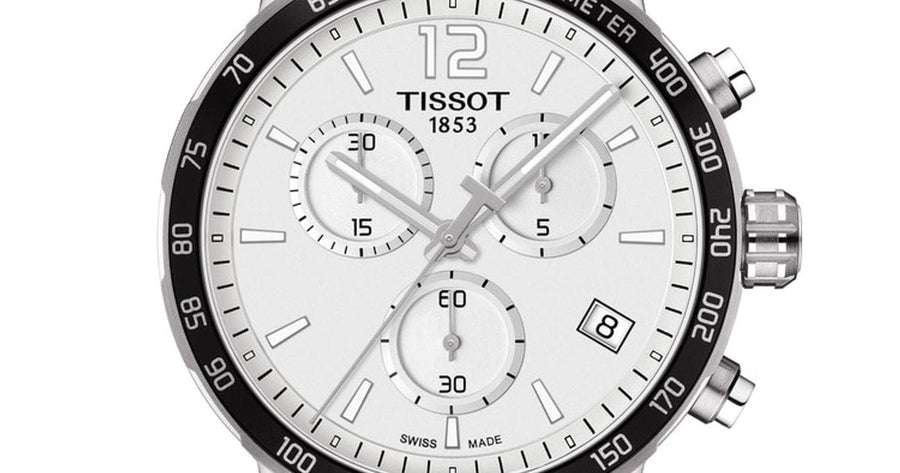 Tissot Quickster Chronograph NBA Golden State Warriors White Dial Two Tone NATO Strap Watch for Men - T095.417.17.037.15