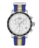 Tissot Quickster Chronograph NBA Golden State Warriors White Dial Two Tone NATO Strap Watch for Men - T095.417.17.037.15