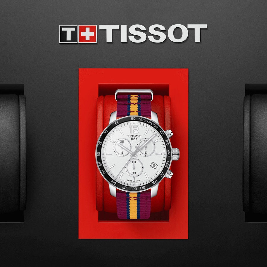 Tissot Quickster Chronograph NBA Miami Heat Edition White Dial Two Tone NATO Strap Watch for Men - T095.417.17.037.08