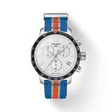 Tissot Quickster Chronograph NBA New York Kicks White Dial Multicolored Nato Strap Watch For Men - T095.417.17.037.06