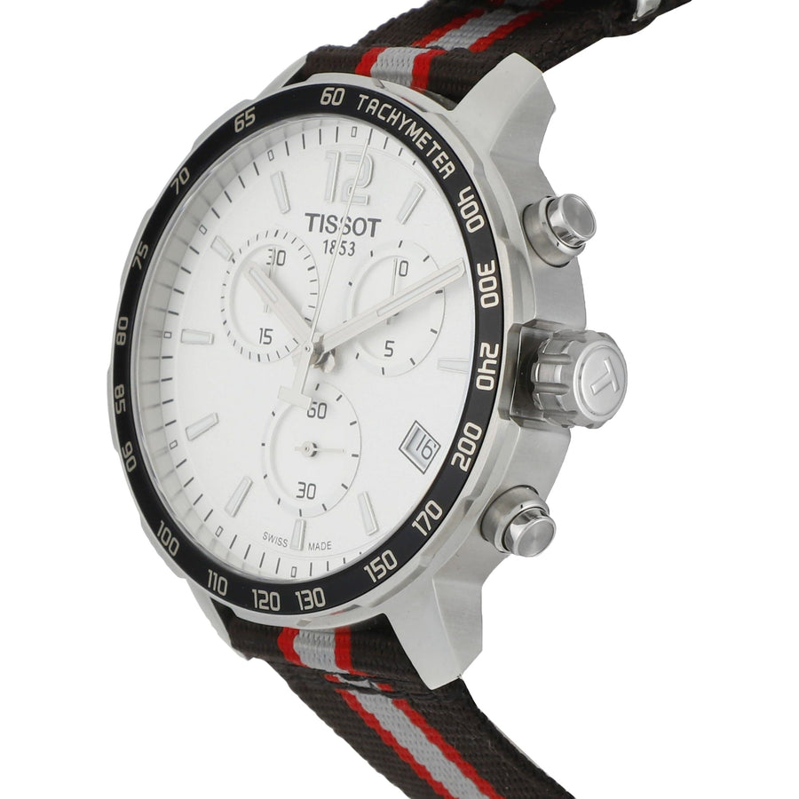 Tissot Quickster Chronograph NBA Toronto Raptors White Dial Two Tone NATO Strap Watch for Men - T095.417.17.037.16