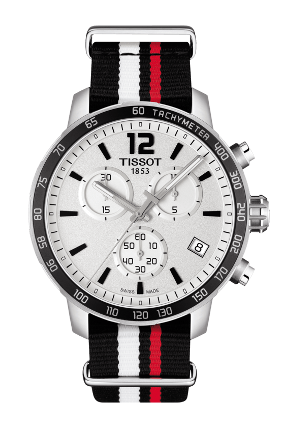 Tissot Quickster Chronograph NBA Toronto Raptors White Dial Two Tone NATO Strap Watch for Men - T095.417.17.037.16
