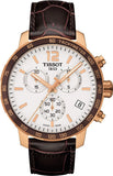 Tissot Quickster Chronograph 42mm White Dial Brown Leather Strap Watch For Men - T095.417.36.037.00