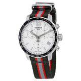 Tissot Quickster Chronograph NBA Toronto Raptors White Dial Two Tone NATO Strap Watch for Men - T095.417.17.037.16