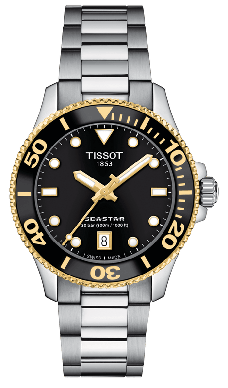 Tissot Seastar 1000 Black Dial Silver Steel Strap Watch For Men - T120.210.127.051.00