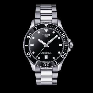 Tissot Seastar 1000 Black Dial Silver Steel Strap Watch For Men - T120.410.11.051.00