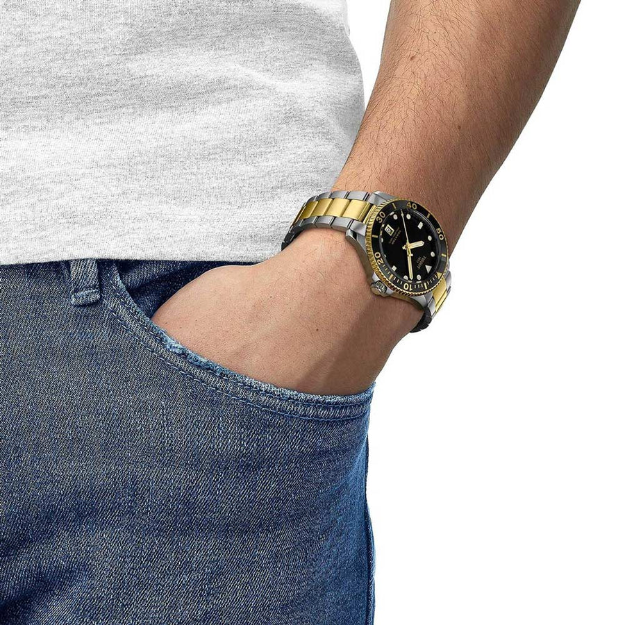Tissot Seastar 1000 Black Dial Two Tone Steel Strap Watch For Men - T120.410.22.051.00