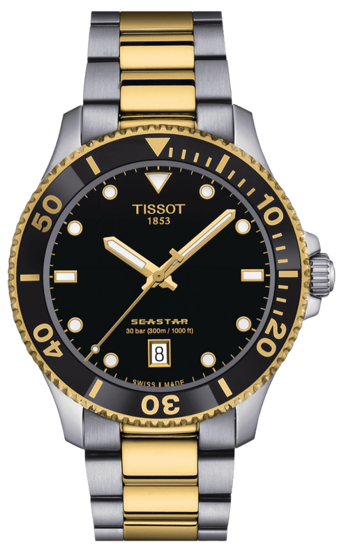 Tissot Seastar 1000 Black Dial Two Tone Steel Strap Watch For Men - T120.410.22.051.00