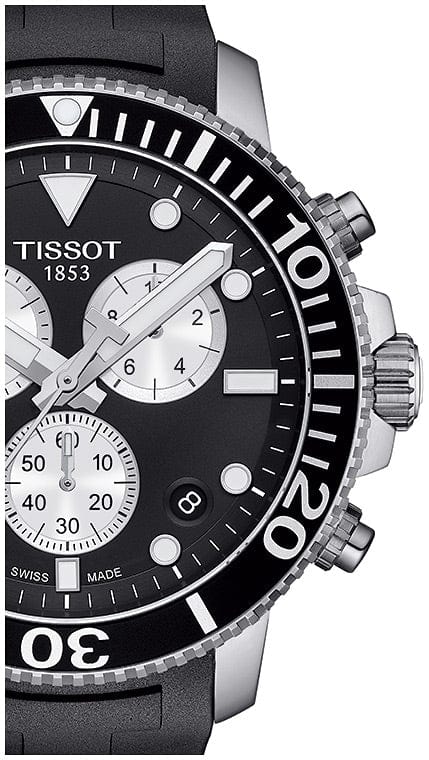 Tissot Seastar 1000 Chronograph Black Dial Black Rubber Strap Watch For Men - T120.417.17.051.00