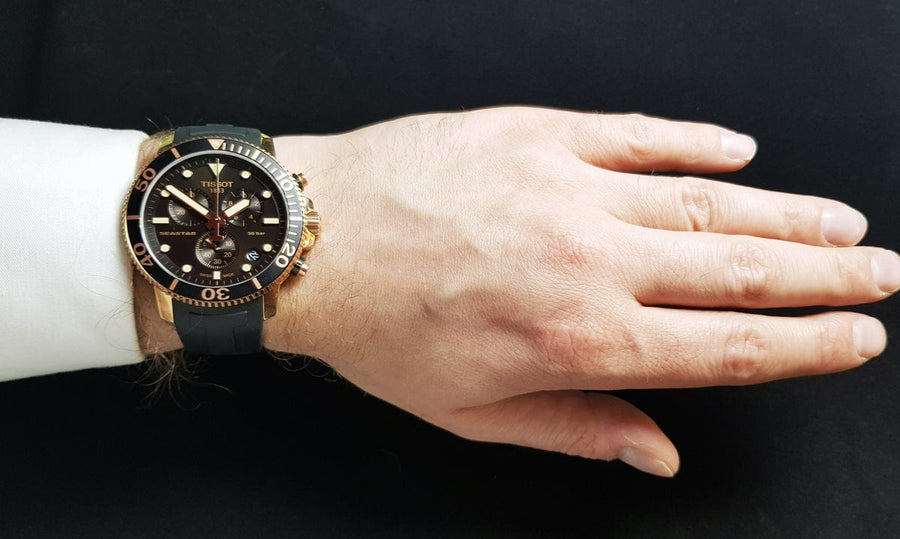 Tissot Seastar 1000 Chronograph Black Dial Black Rubber Strap Watch For Men - T120.417.37.051.00