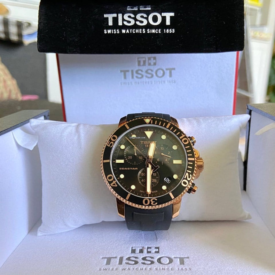 Tissot Seastar 1000 Chronograph Black Dial Black Rubber Strap Watch For Men - T120.417.37.051.00