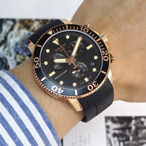 Tissot Seastar 1000 Chronograph Black Dial Black Rubber Strap Watch For Men - T120.417.37.051.00