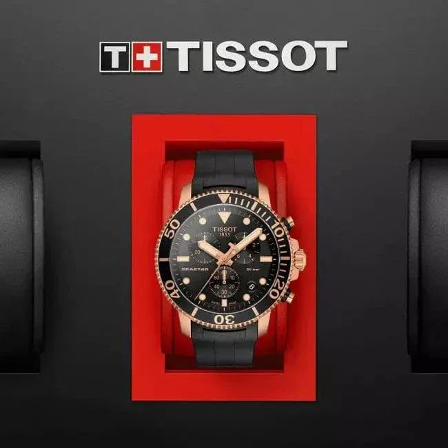 Tissot Seastar 1000 Chronograph Black Dial Black Rubber Strap Watch For Men - T120.417.37.051.00